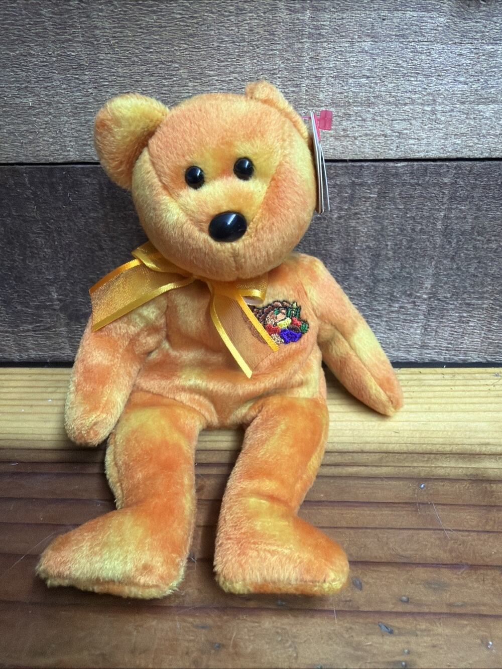 Ty Beanie Babies Harvester Orange Bear Plush With Tags